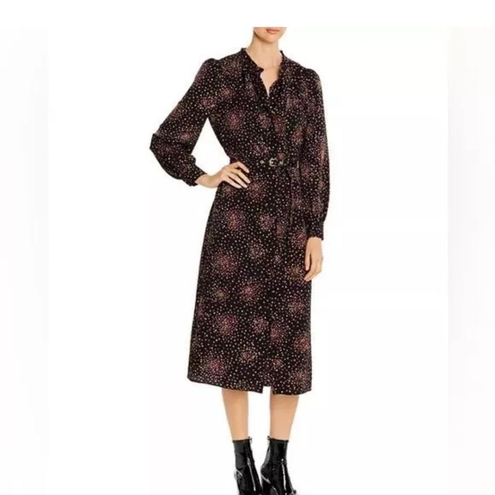 Kate Spade Disco Dots Ruffle Shirt Dress Black Size 4 EUC